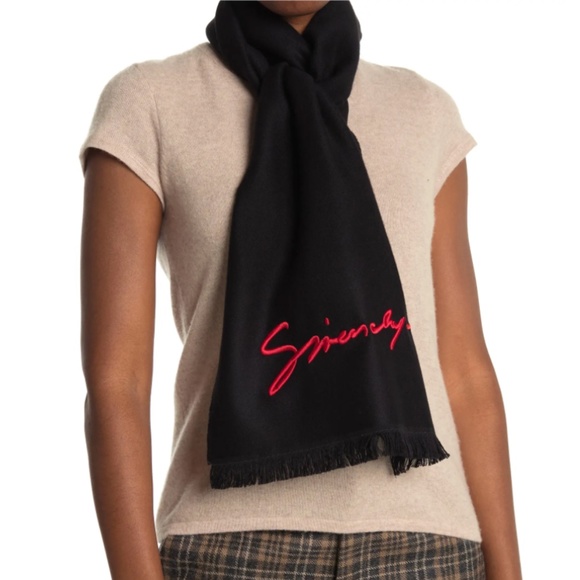 GIVENCHY Logo Embroidered Wool Scarf